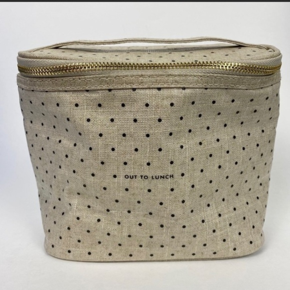 kate spade "out to lunch" lunchbox zip top tote lined polka dot